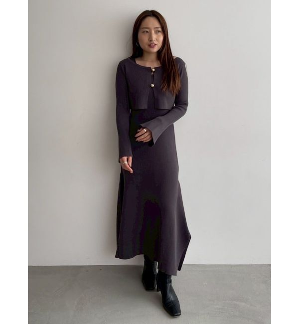 LAGUNAMOON「ボタンカーデセットニットワンピース」|ワンピース|