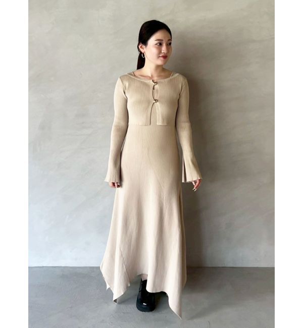 LAGUNAMOON「ボタンカーデセットニットワンピース」|ワンピース|
