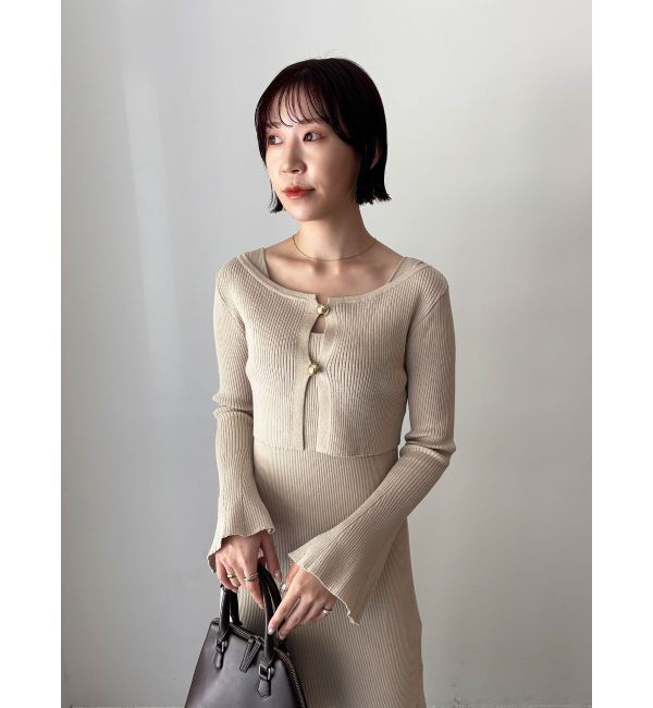 LAGUNAMOON「ボタンカーデセットニットワンピース」|ワンピース|