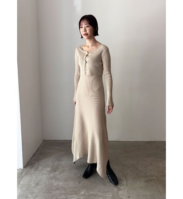 LAGUNAMOON「ボタンカーデセットニットワンピース」|ワンピース|