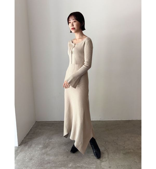 LAGUNAMOON「ボタンカーデセットニットワンピース」|ワンピース|