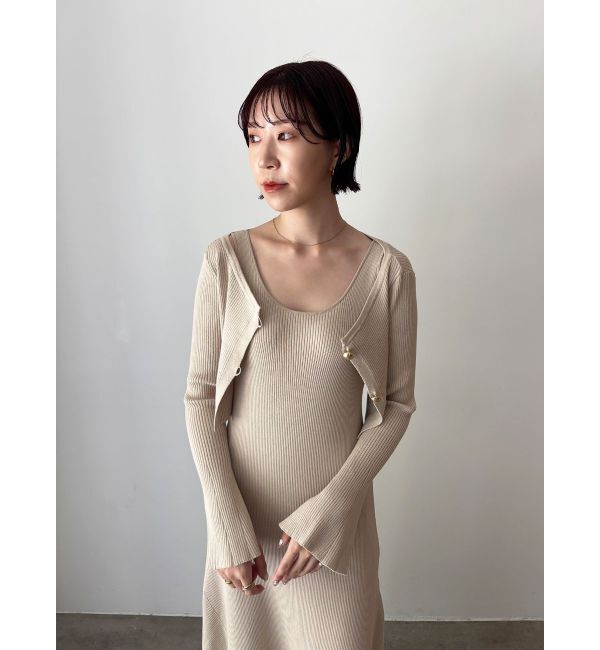 LAGUNAMOON「ボタンカーデセットニットワンピース」|ワンピース|