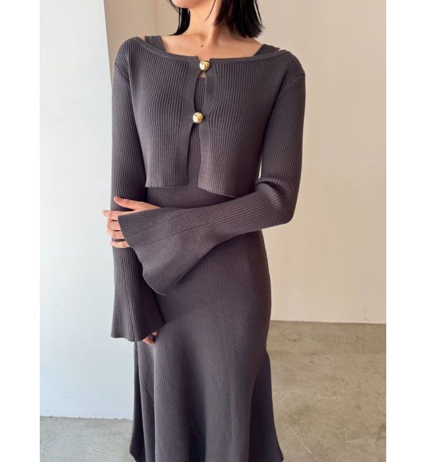 LAGUNAMOON「ボタンカーデセットニットワンピース」|ワンピース|