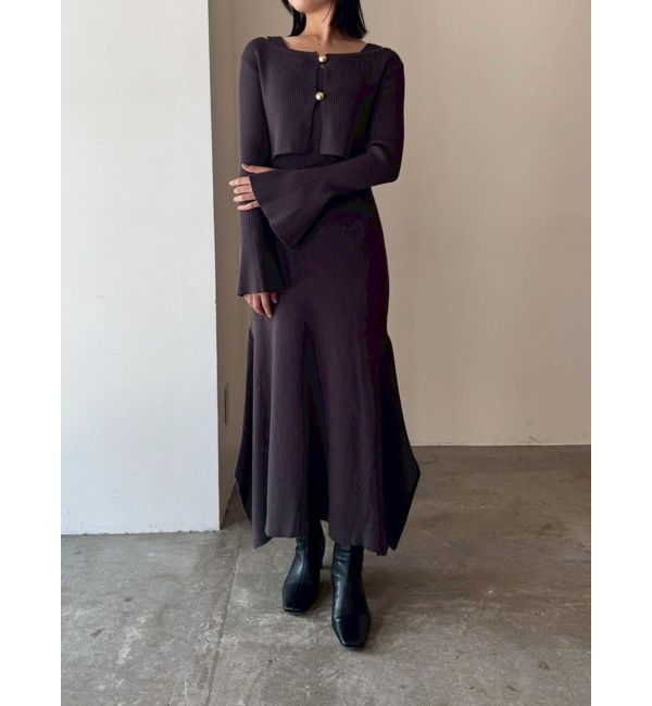LAGUNAMOON「ボタンカーデセットニットワンピース」|ワンピース|