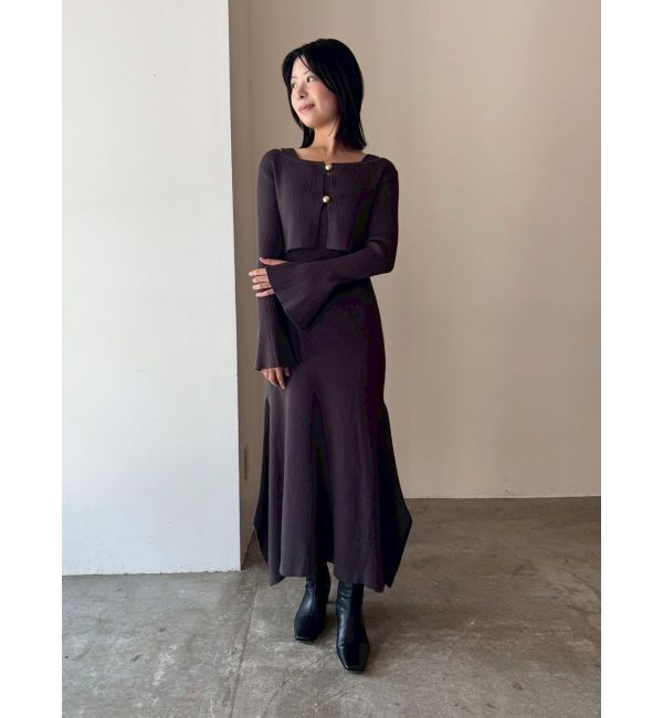 LAGUNAMOON「ボタンカーデセットニットワンピース」|ワンピース|