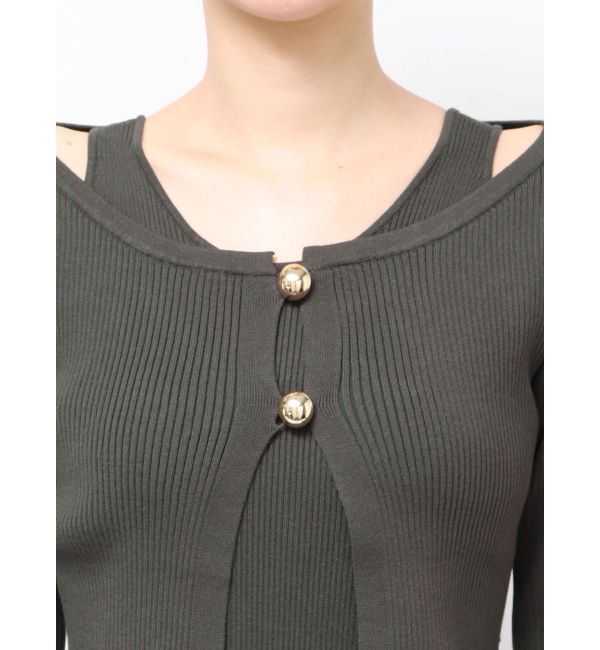 LAGUNAMOON「ボタンカーデセットニットワンピース」|ワンピース|