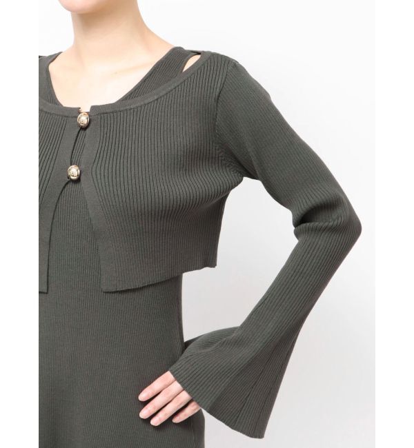 LAGUNAMOON「ボタンカーデセットニットワンピース」|ワンピース|