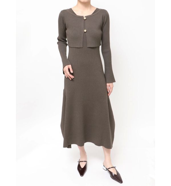 LAGUNAMOON「ボタンカーデセットニットワンピース」|ワンピース|