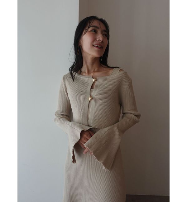 LAGUNAMOON「ボタンカーデセットニットワンピース」|ワンピース|