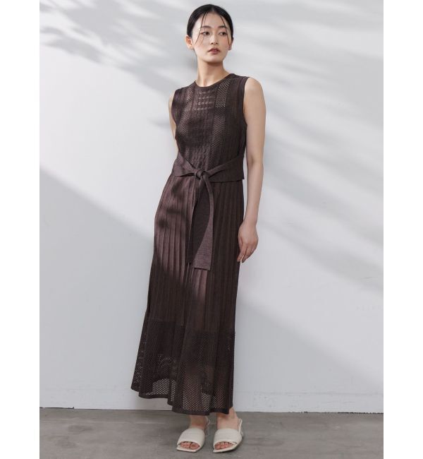 LAGUNAMOON「ストライプメッシュニットワンピース」|ワンピース|