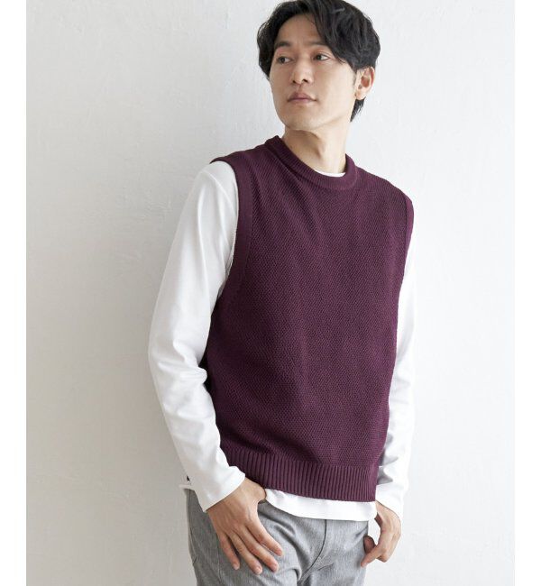 ikka「ラクカルニットカノコベスト」|ニット・セーター|ワイン