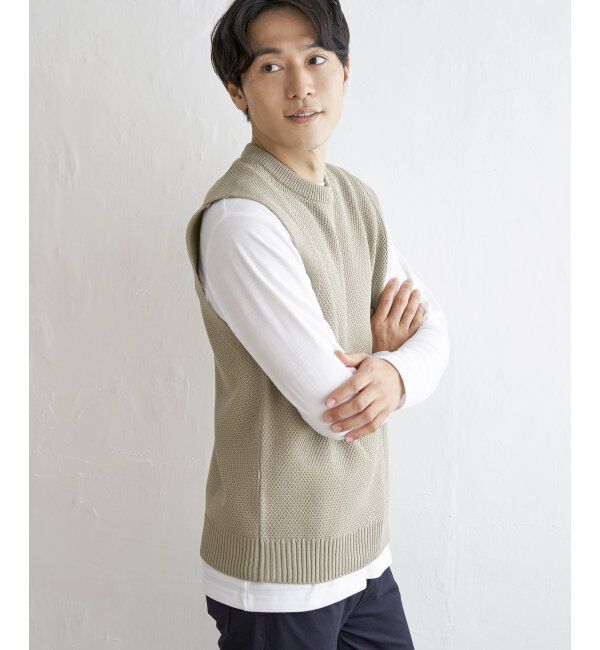 ikka「ラクカルニットカノコベスト」|ニット・セーター|
