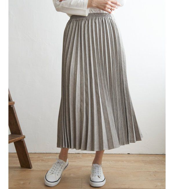 ikka「ウーリッシュフラノプリーツスカート」|スカート|ブラウン