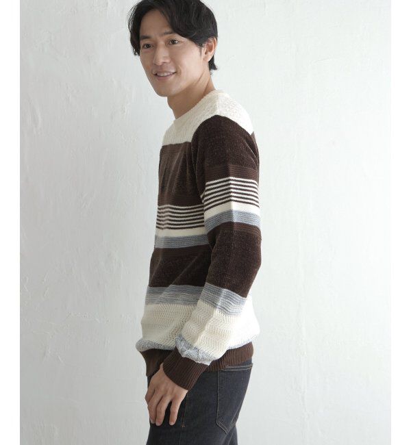 ikka「モールミックスボーダーニット」|プルオーバー|