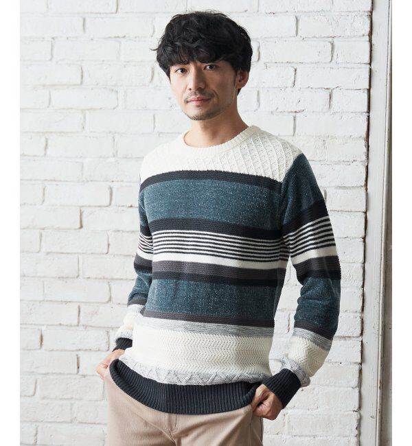 ikka「モールミックスボーダーニット」|プルオーバー|