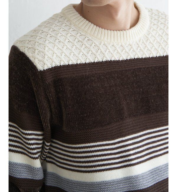 ikka「モールミックスボーダーニット」|プルオーバー|