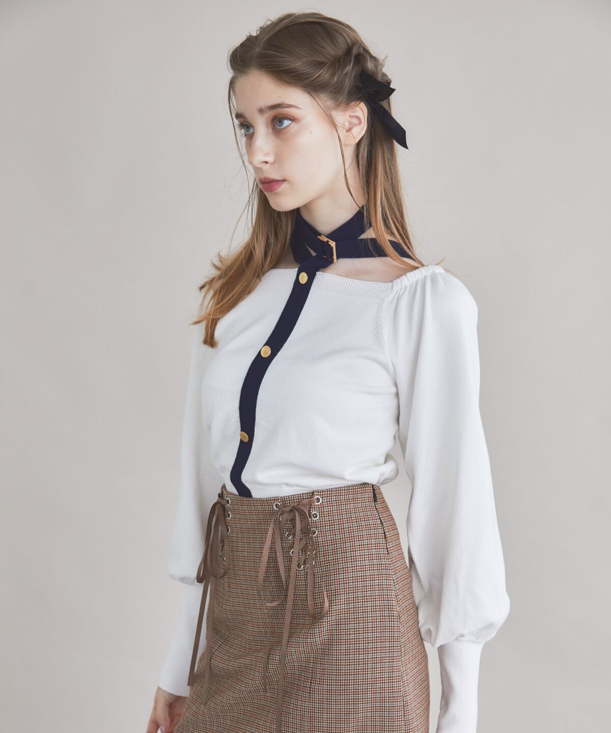 REDYAZEL「ネックベルトニットトップス」|ニット・セーター|オフ