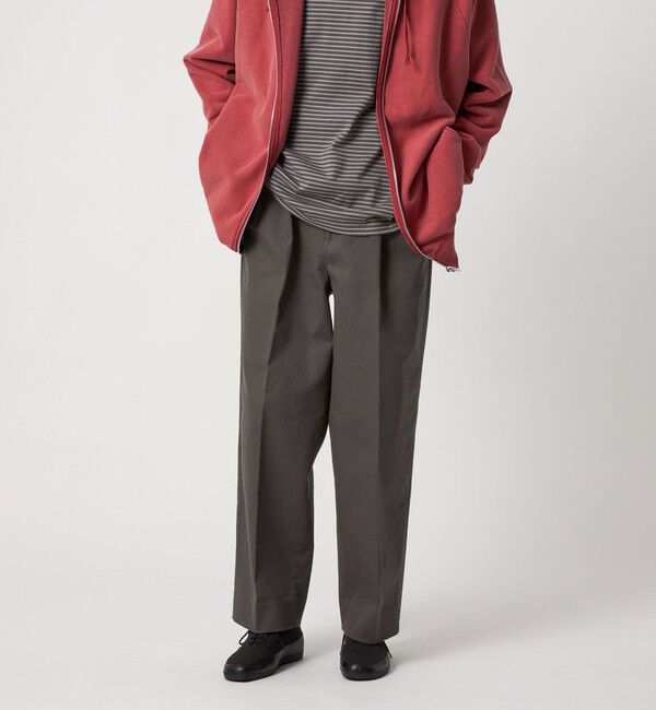 STEVEN ALAN「＜Steven Alan＞ ドリル インツープリーツ ドレス トラウザーズ」|チノ|DK.GRAY