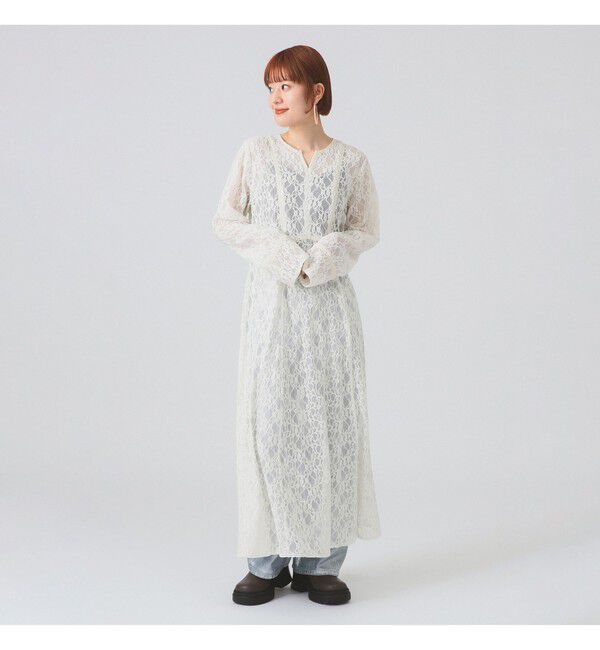 Ray BEAMS 「レース キーネック ワンピース」|ワンピース|