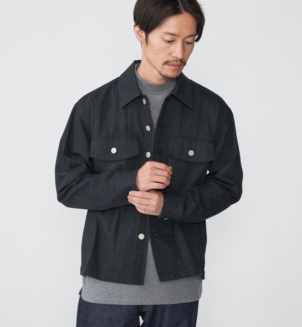 SHIPS「SHIPS: ミリタリー カバー シャツ ジャケット」|ミリタリージャケット|ブラック
