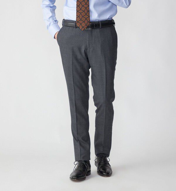 SHIPS「SHIPS:〈セットアップ対応/手洗い可能〉 バーズアイ パンツ」|スラックス|チャコールグレー