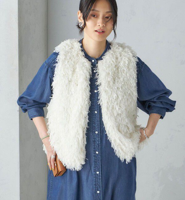 SHIPS for women「〈手洗い可能〉フェザー ヤーン ショート ジレ 24SS ◇」|ベスト・ジレ|オフホワイト