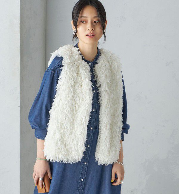 SHIPS for women「〈手洗い可能〉フェザー ヤーン ショート ジレ 24SS ◇」|ベスト・ジレ|