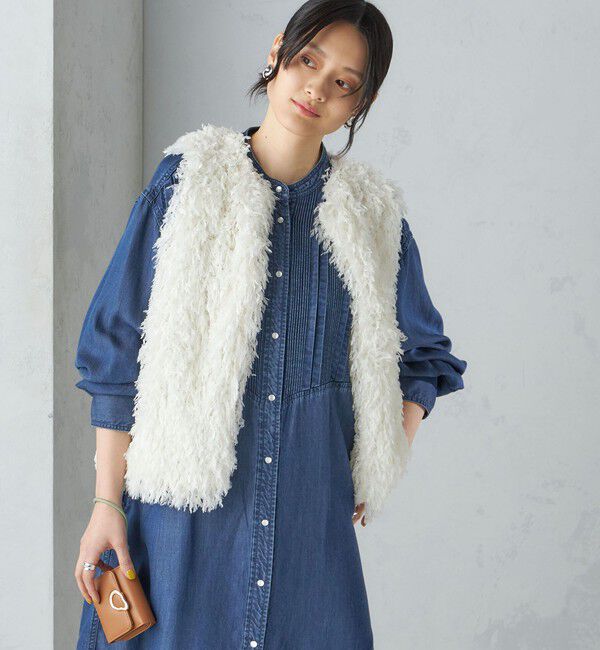 SHIPS for women「〈手洗い可能〉フェザー ヤーン ショート ジレ 24SS ◇」|ベスト・ジレ|