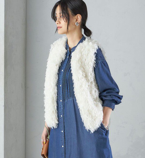 SHIPS for women「〈手洗い可能〉フェザー ヤーン ショート ジレ 24SS ◇」|ベスト・ジレ|