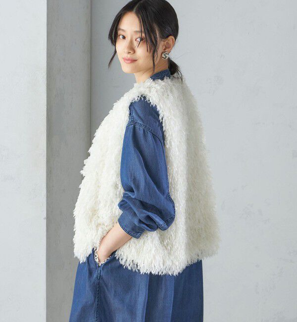 SHIPS for women「〈手洗い可能〉フェザー ヤーン ショート ジレ 24SS ◇」|ベスト・ジレ|