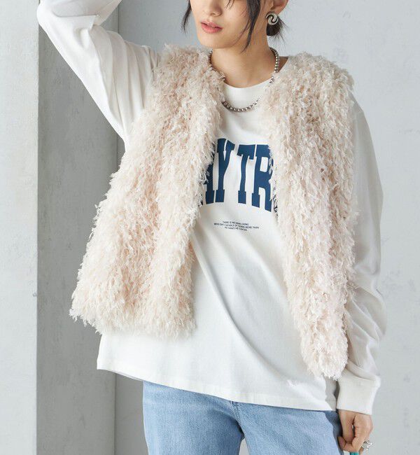 SHIPS for women「〈手洗い可能〉フェザー ヤーン ショート ジレ 24SS ◇」|ベスト・ジレ|ベージュ