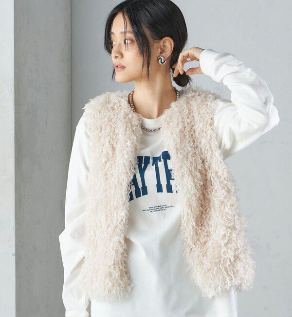 SHIPS for women「〈手洗い可能〉フェザー ヤーン ショート ジレ 24SS ◇」|ベスト・ジレ|