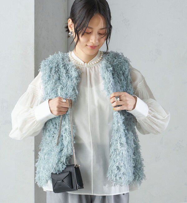 SHIPS for women「〈手洗い可能〉フェザー ヤーン ショート ジレ 24SS ◇」|ベスト・ジレ|