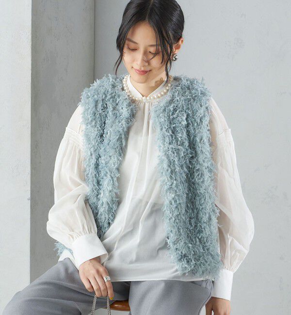 SHIPS for women「〈手洗い可能〉フェザー ヤーン ショート ジレ 24SS ◇」|ベスト・ジレ|