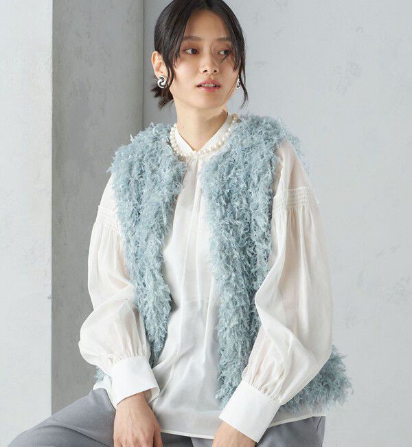 SHIPS for women「〈手洗い可能〉フェザー ヤーン ショート ジレ 24SS ◇」|ベスト・ジレ|