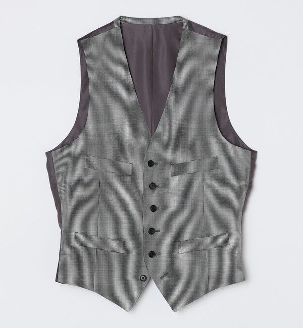 SHIPS「SHIPS: VITALE BARBERI CANONICO ハウンドトゥース ベスト」|ダウンベスト・ベスト|ブラック