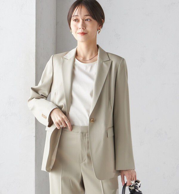 SHIPS for women「タキシード テーラード 1ボタン ジャケット」|テーラードジャケット|ベージュ
