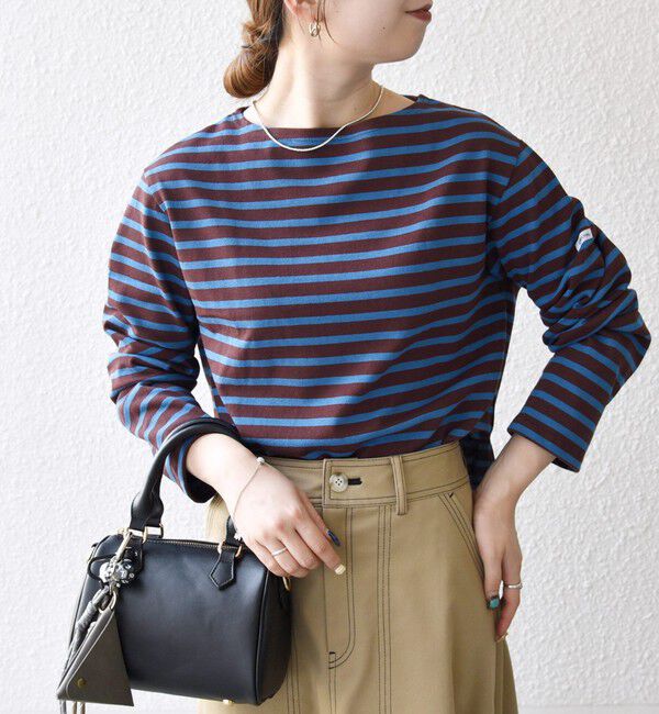 SHIPS any「ORCIVAL:〈手洗い可能〉ボートネック ボーダー ロングスリーブ プルオーバー 25AW」|Tシャツ・カットソー|ブラウン