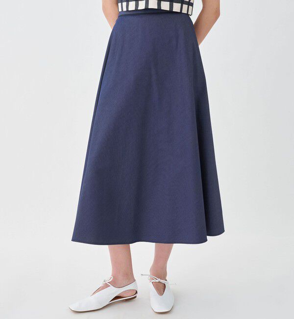 TOMORROWLAND collection「コットンシルクデニム サーキュラースカート」|フレア|