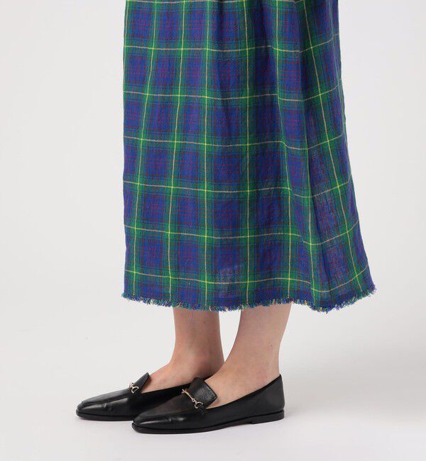 MACPHEE「アイリッシュリネン タックフレアロングスカート」|フレア|