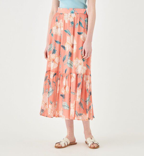 Ballsey「バチックフラワープリント ボリュームティアードスカート」|フレア|