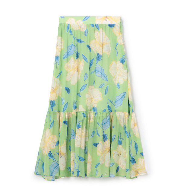 Ballsey「バチックフラワープリント ボリュームティアードスカート」|フレア|54 グリーン系