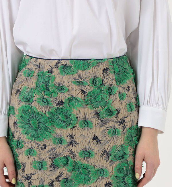 TOMORROWLAND collection「カットフラワージャカード タイトミディスカート」|タイト|