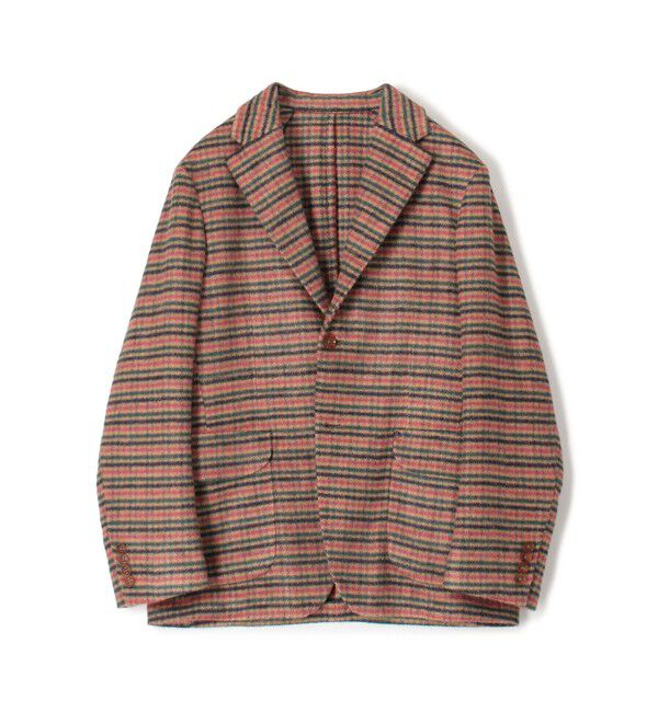 TOMORROWLAND MENS「シルクガンクラブチェック シングルブレステッド2Bジャケット」|テーラードジャケット|46 ベージュ系