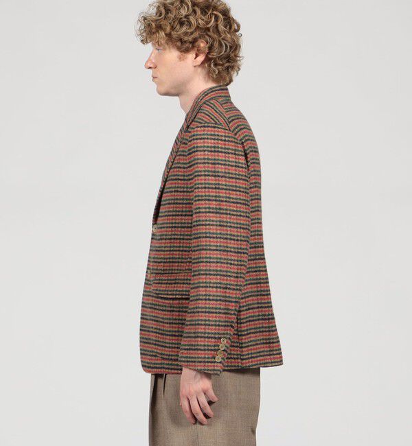 TOMORROWLAND MENS「シルクガンクラブチェック シングルブレステッド2Bジャケット」|テーラードジャケット|