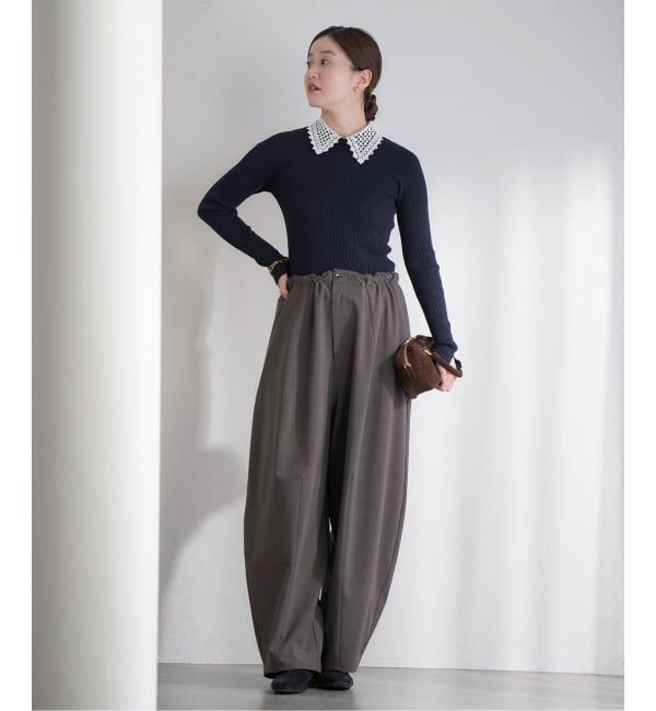 IENA「《追加予約》レース襟 RIBホールガーメントプルオーバー」|ニット・セーター|