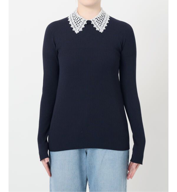 IENA「《追加予約》レース襟 RIBホールガーメントプルオーバー」|ニット・セーター|