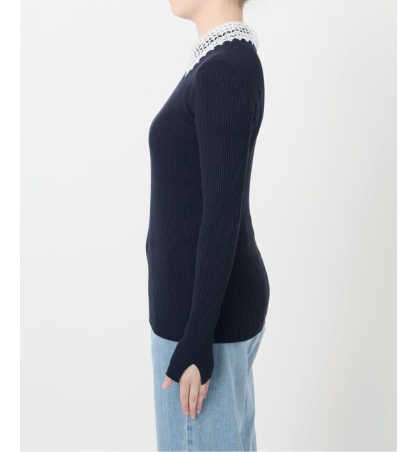 IENA「《追加予約》レース襟 RIBホールガーメントプルオーバー」|ニット・セーター|