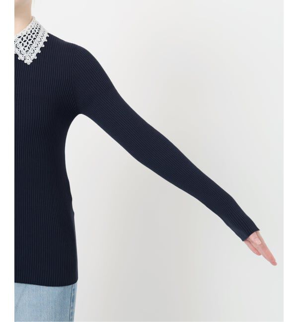 IENA「《追加予約》レース襟 RIBホールガーメントプルオーバー」|ニット・セーター|