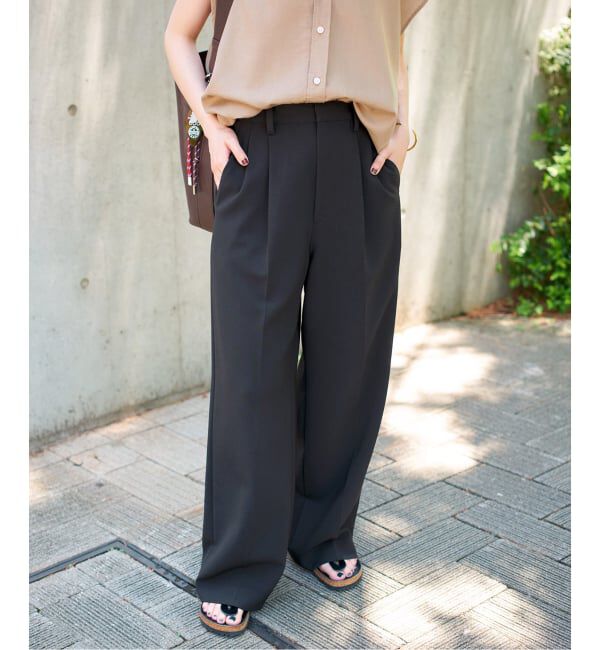 Spick and Span「《追加》ダブルクロスツータックパンツ」|スラックス|